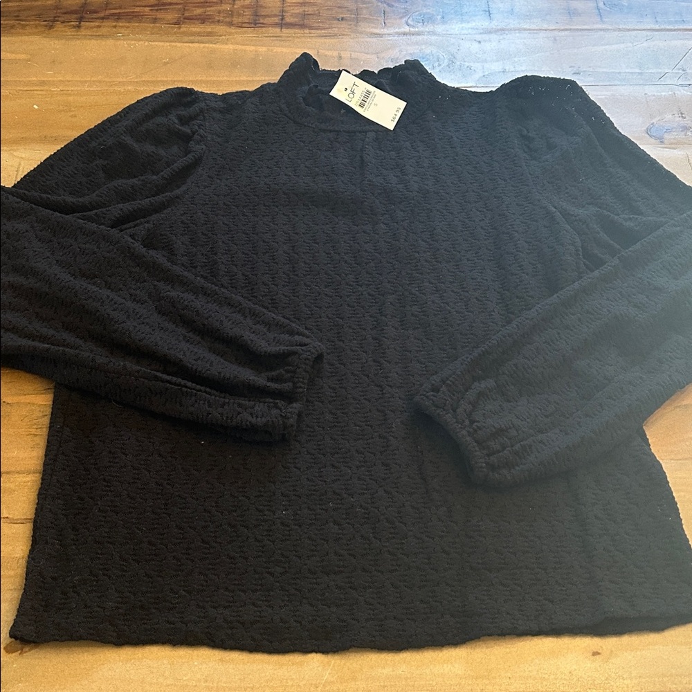 LOFT Black Textured Knit Top